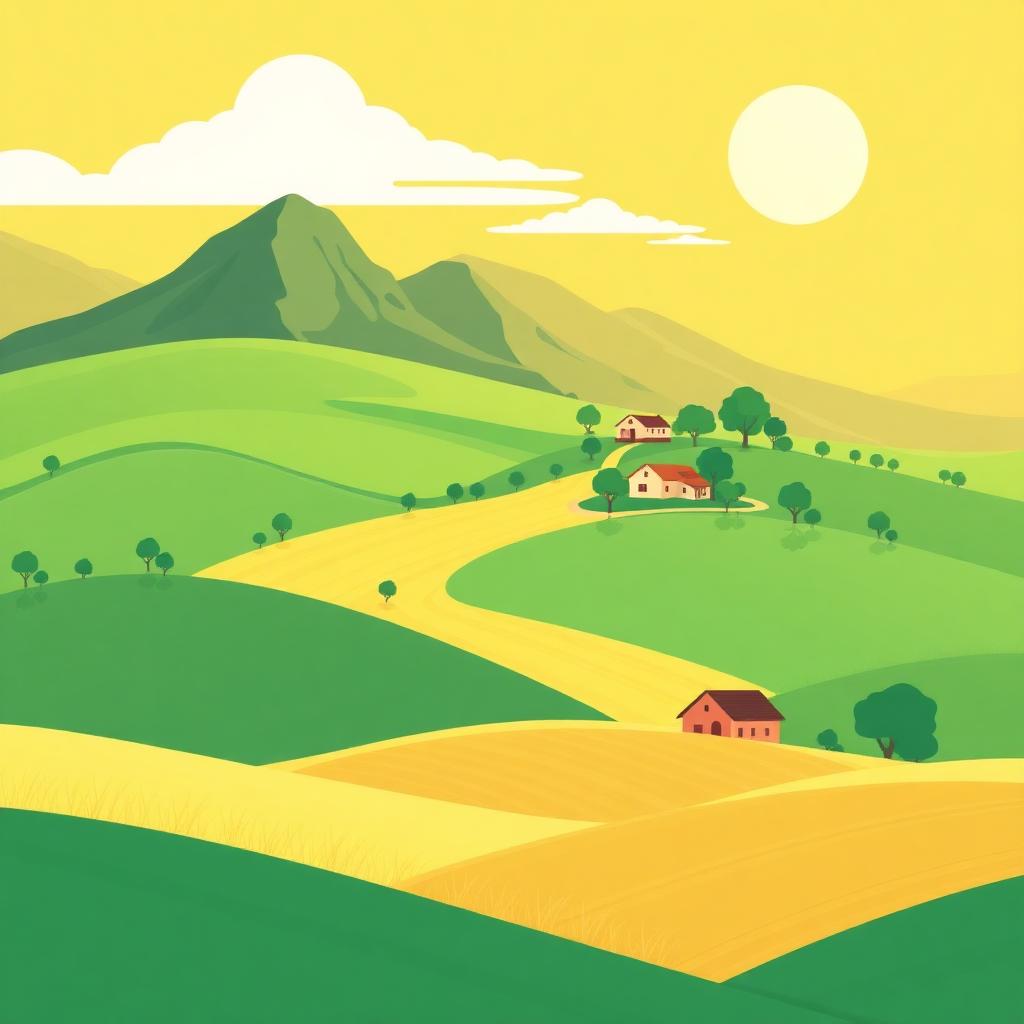 Illustration of Midlands farmlands