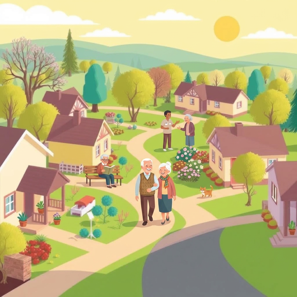 Illustration of a retirement village